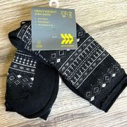 Women’s Crew Sock Heavyweight Fair Isle Grey soft cozy warm pattern winter black