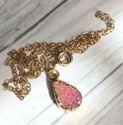 14K GF Gold Necklace with Stone Pendant