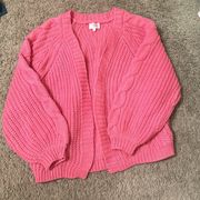 Line & Dot gorgeous pink sweater cardigan chunky knit open full sleeve nwot