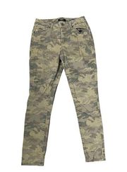 Nine West Gramercy Skinny Ankle Jeans Women Size 4 Camouflage Mid-Rise Green