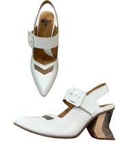 John Fluevog Bolt white block heels size 7