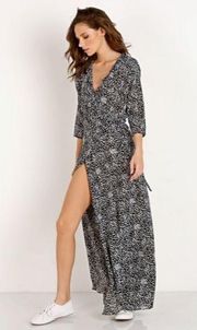 Auguste The Label Edie Black White Dotted Maxi Wrap Dress