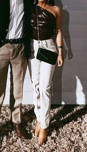 Cream Missguided Faux Leather pants