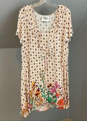 Paper Heart drawstring waist floral high low tunic