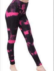 Skechers Tie Dye GOdri Print Performance Athletic Leggings Black Pink Small