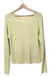 Lou & Grey Pale Yellow Round Neck Ribbed Knit Pullover Sweater M