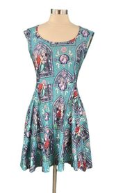 The Little Mermaid Teal Ariel Print Open Back Skater Dress