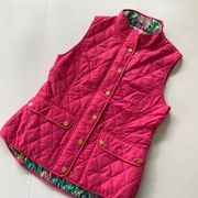 Lily Pulitzer Quilted Hot Pink Vest Size Medium Getaway