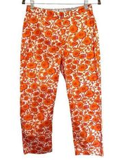 Vintage TOMMY HILFIGER Floral Crop Womens Pants Sz 2 Orange Tropical 2001