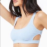 Ribbed Cutout Bikini Top - Light Blue