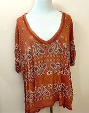 Free People No Matter What Paisley Top Moody Combo Terracotta S NEW