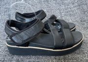 Dr. Scholl's Move It Wedge Sandal Black Platform Strappy Women’s Size 11