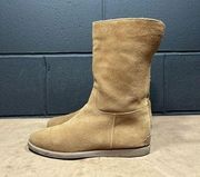 G.H. Bass "Aria" Suede Desert Tan/Brown Shearling Fold Over Boots Womens 8.5