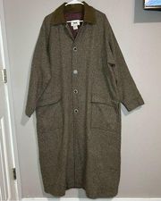 FLAX vintage brown tweed wool trench coat women’s size large