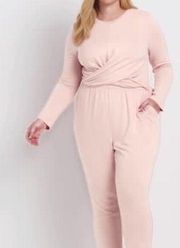 Lane Bryant Crossover Front Hacci Jumpsuit Blush