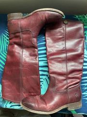 - Tall Leather Mahogany Boots Size 6