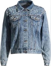 NWT Boutique Pearl  Denim Jacket Size XL