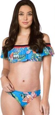 Trina Turk Blue Floral Womens Bikini Top Size 8