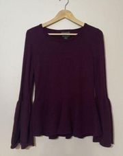 Nanette Lepore Peplum Sweater 100% Merino Wool Medium