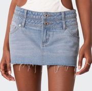 Double Waist Denim Mini Skirt