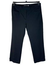 Betabrand X-Large Cuffed Pants High-Rise Stretch Flat Front Pockets Zip Black