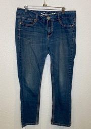 Seven7 Women’s Stretchy Cropped Medium Blue Wash Denim Jeans EUC Sz 14 Cotton