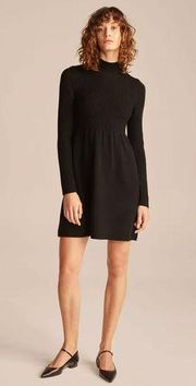 Rebecca Taylor Turtleneck Peplum Sweater Dress in Black XS