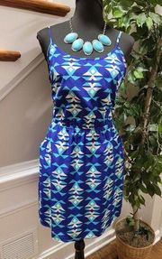 Ellie Women's Blue 100% Polyester Sleeveless Pullover Strappy Dress Size Medium
