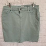 LL Bean Favorite Fit light seafoam green denim skirt Size 12