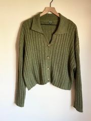 Olive Green Cropped Sweater