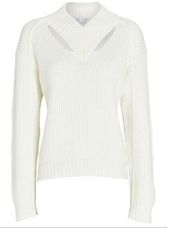 PROENZA SCHOULER WHITE LABEL Cut-Out Wool Rib Ivory Sweater Size Large