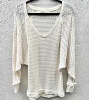 We The Free Dolman Sleeve 100% Cotton Pullover Sweater Cream Women's Size Large
