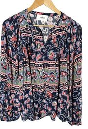 Ba&sh Naouel Paisley Print Multi Color Long Sleeve Top Size Large