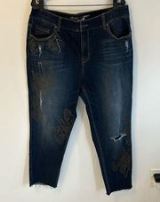 Melissa McCarthy Seven7 Studded Girlfriend Distressed Jeans