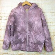 Urban Outfitters Jacket Women XS Oversize Tie Dye Freja Quilted Hood Zip Grunge