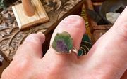 Natural Ruby Zoisite Slice Sterling Silver Ring