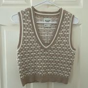 Abercrombie Brown White Knit Sweater Tank Vest Small NEW Neutral Tan