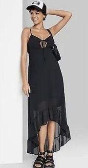 Wild Fable Sleeveless High-Low Hem Chiffon Dress - Black Women's XXS NWT