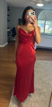 Red Maxi Satin Dress