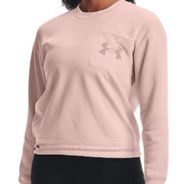 Under Armour  Micro Pink Rival Fleece Mesh Crew Bungee Hem Sweatshirt Medium