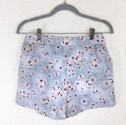 LC Lauren Conrad Floral Pull On Shorts Small Mid Rise Purple Gray Back Elastic