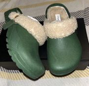 Coach Womens Lola Leather Slip On Flat Clogs Shoes Hunter Green 5B. Leather Uppe