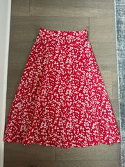 SheIn Red Floral Maxi Skirt