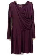 Magellan Sportswear Womens Purple Hooded Surplice Ruched Dress