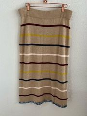 Lou & Grey Neutral Stripe Midi Skirt Soft Medium