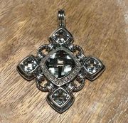 Sterling Silver Prasiolite & Diamond Renaissance Enhancer Pendant