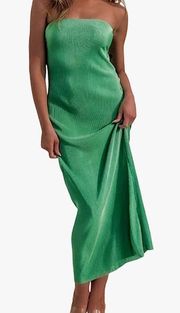 Green Strapless Maxi Dress