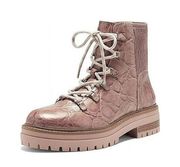 Louise et Cie | Sheena Soft Rose Pink Nude Leather Lace-Up Combat Lug Boots