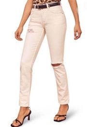 Reformation Julia High Waist Ivory Destroyed Cigarette Jeans Size 29 NWT