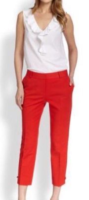 NWOT  Jackie Bow Lacquer Red Straight Leg Cropped Trouser Pants ( 0 )